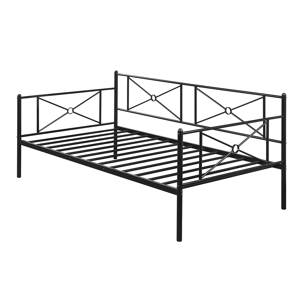 Twin Size Metal Sofa Bed Frame with Steel Slats for Living Room, Bedroom, Office, Apartment (Frame Only) - Black