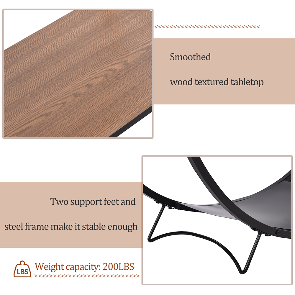 TREXM 48" Rustic Industrial Style Semicircle Console Table with MDF Tabletop and Metal Frame, for Entrance, Hallway, Dining Room, Kitchen - Light Brown