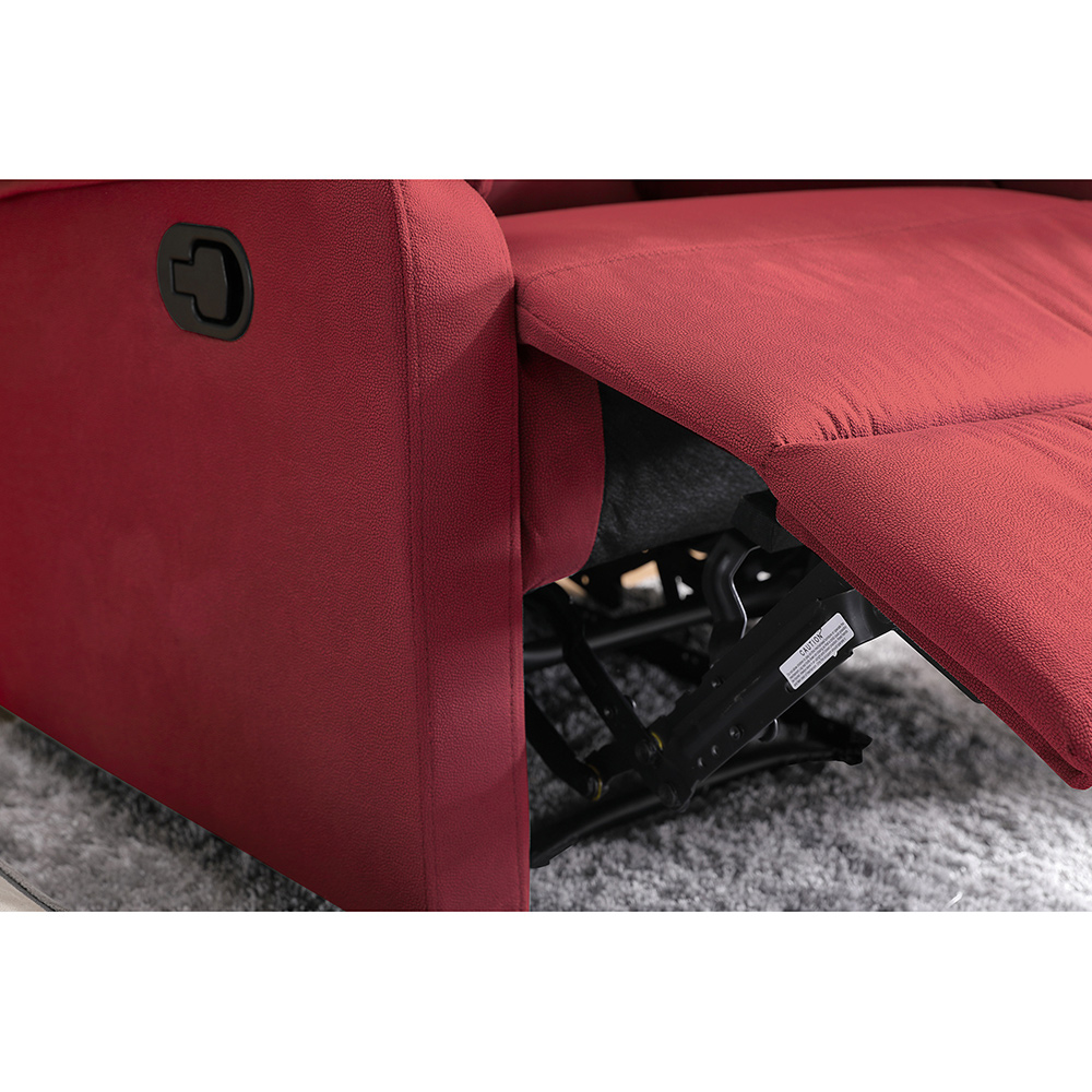 Polyester Fabric Recliner with Modern Padded Armrests and Backrest, for Living Room, Office, Apartment, Home Theatre - Red