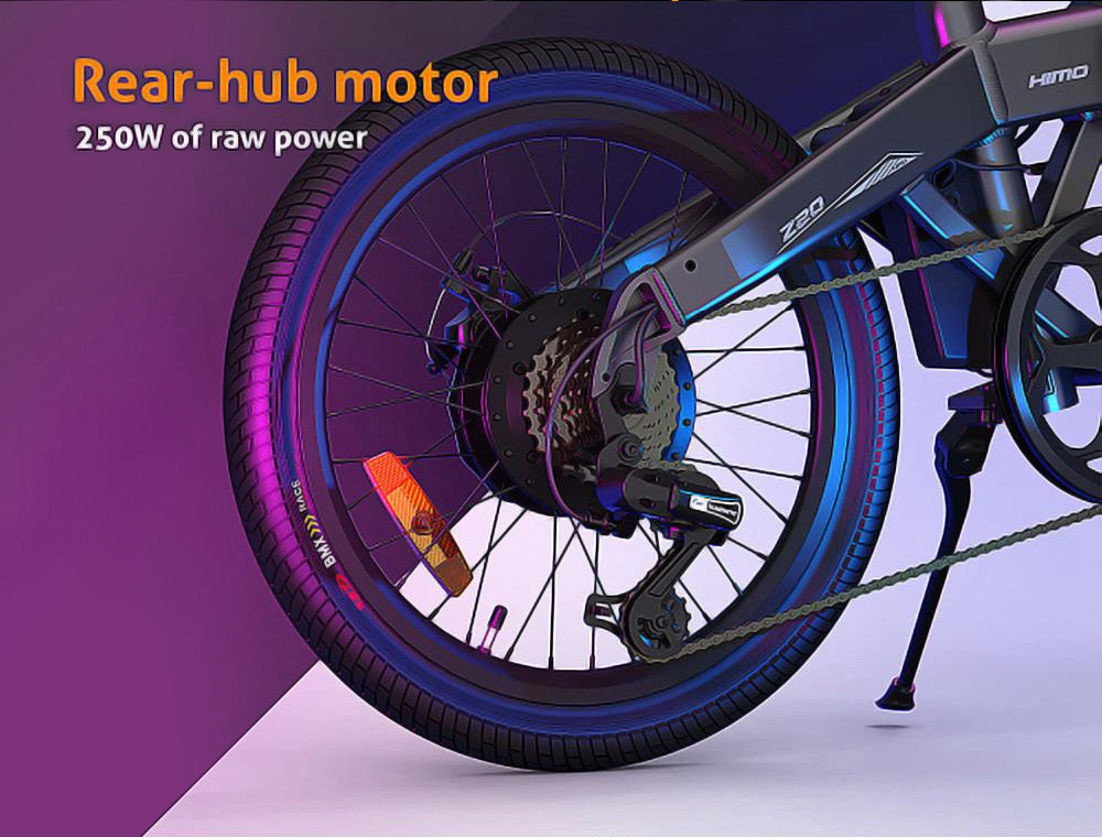 HIMO Z20 hopfällbar elcykel 20 tums däck 250W DC-motor Upp till 80 km Räckvidd 10Ah Avtagbart batteri Shimano 6-växlad växellåda Smart Display Dual Skivbroms Europe Version - Grå
