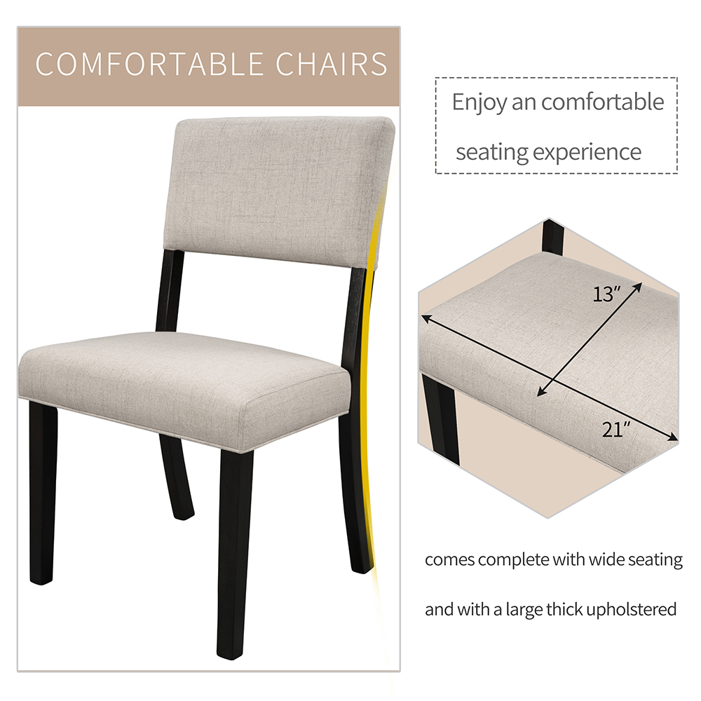 TREXM 5 Pieces Dining Set, Includes 1 Round Table and 4 Upholstered Chairs, for Kitchen, Living Room, Cafe, Reception Room - Espresso