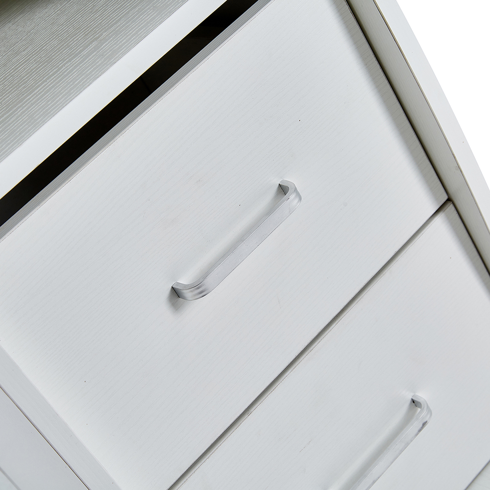 Home Office D&N Solid Wood Computer Desk with 2 Storage Drawers and CPU Tray - White