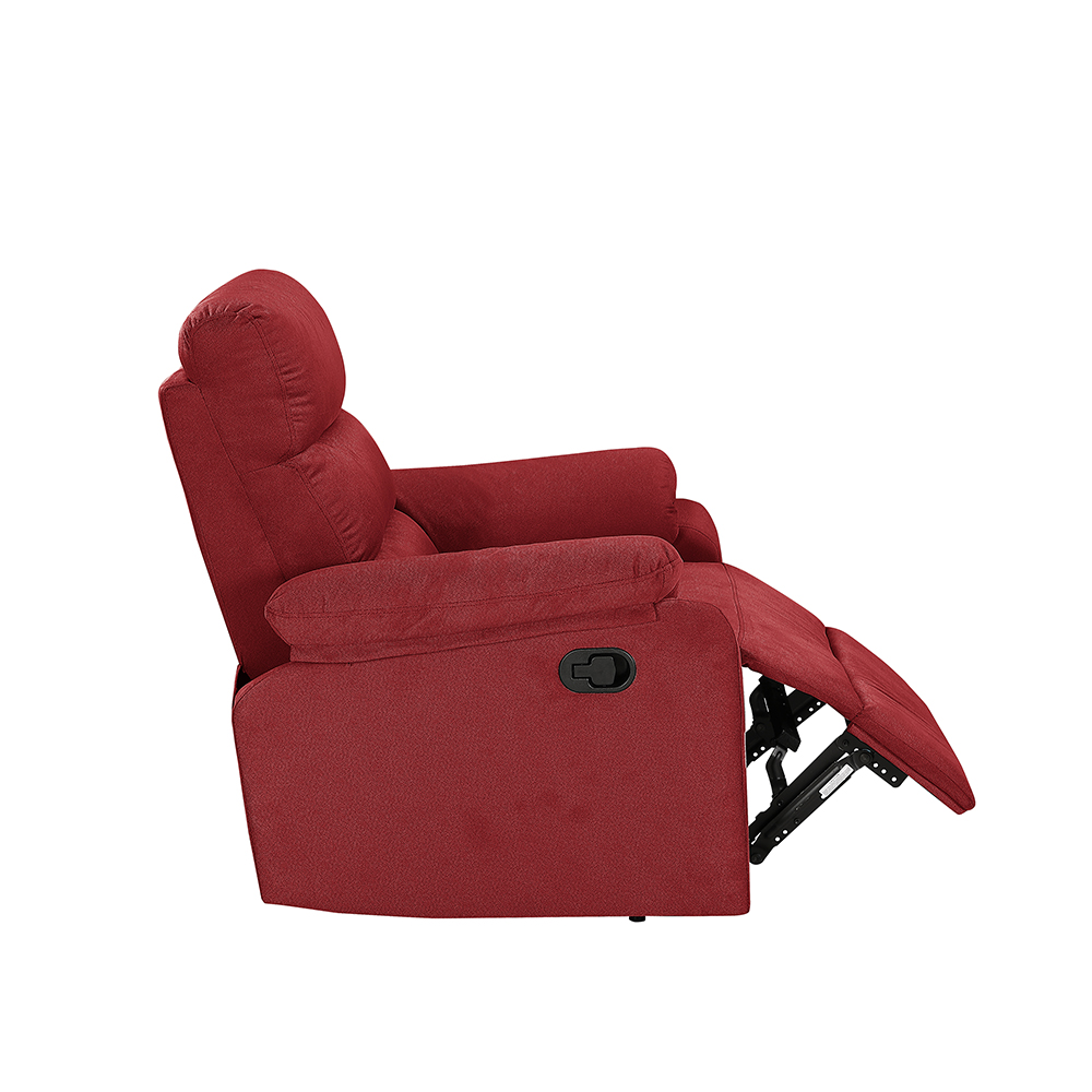 Polyester Fabric Recliner with Modern Padded Armrests and Backrest, for Living Room, Office, Apartment, Home Theatre - Red