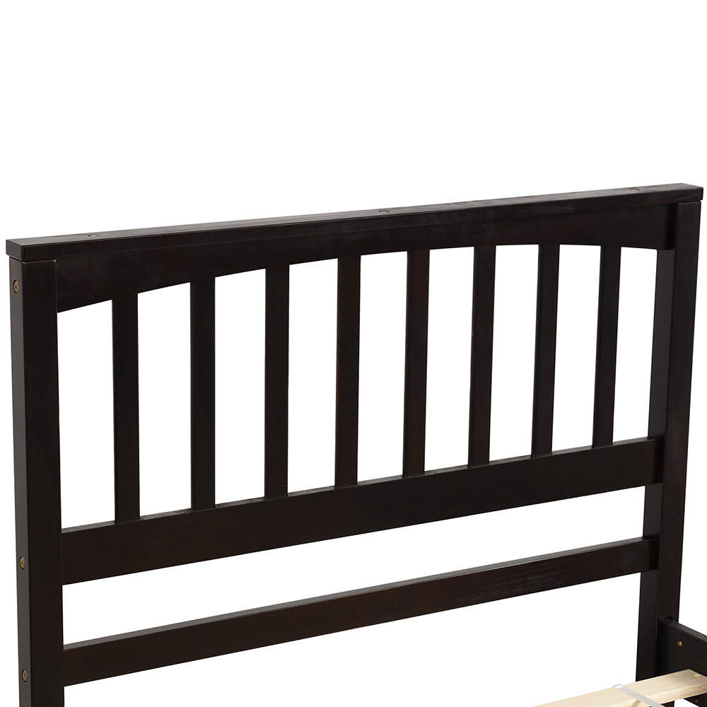 Twin Size Wooden Platform Bed Frame with Headboard, Footboard, and Wooden Slats Support, No Spring Box Required - Espresso