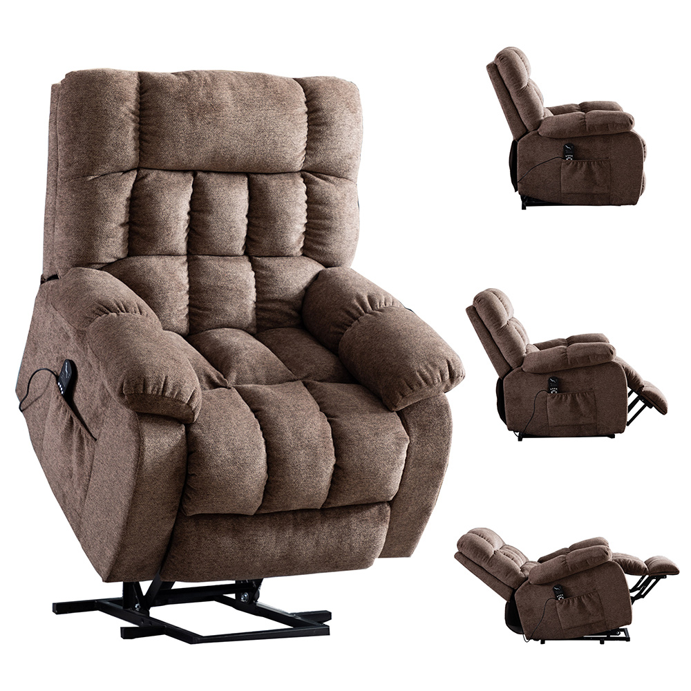 Electric Thermotherapy Massage Lift Recliner with Modern Padded Armrests and Backrest, for Living Room, Bedroom, Office, Apartment - Taupe