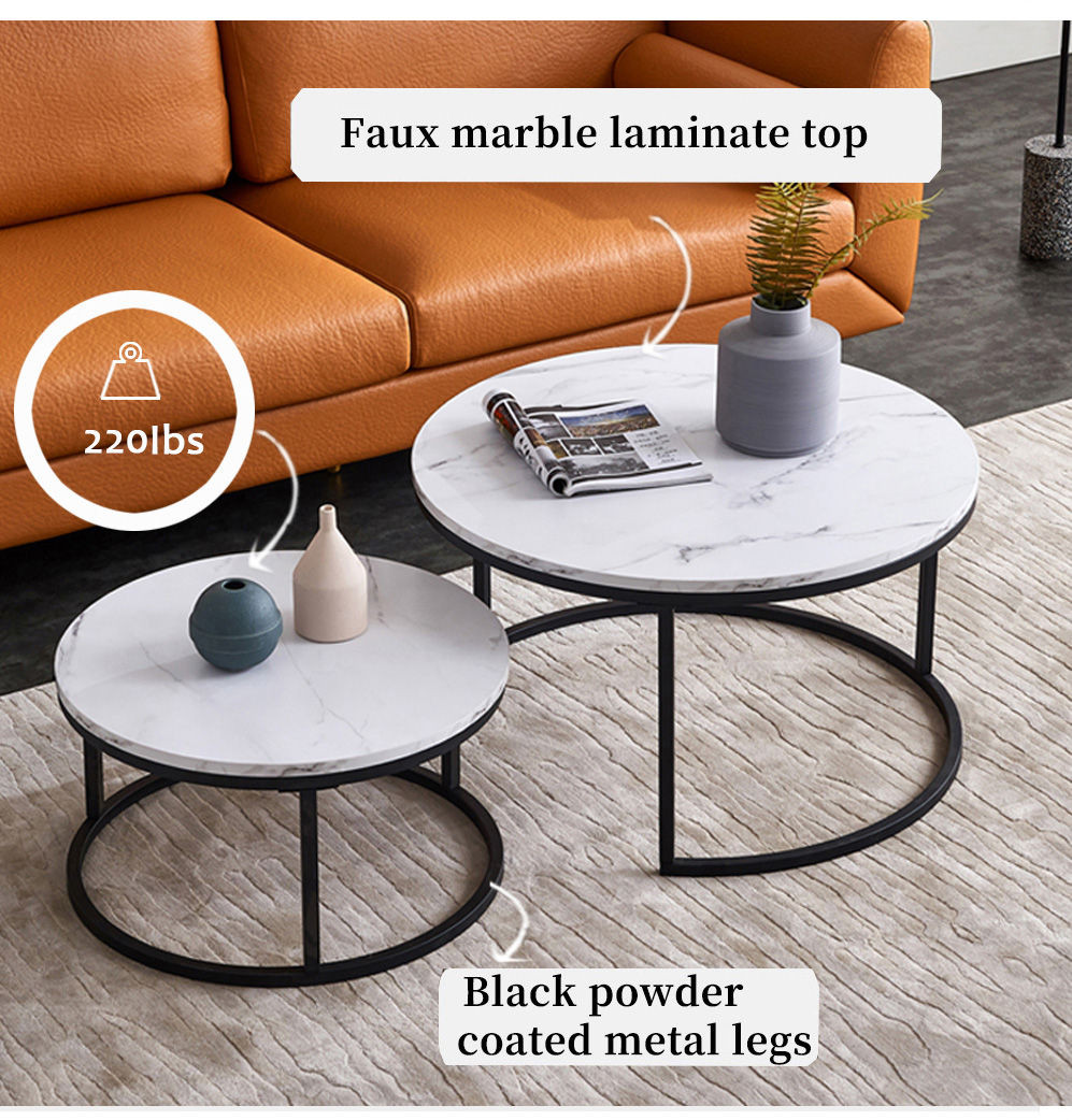 315 Modern Nesting Coffee Table Set With Wooden Tabletop Black