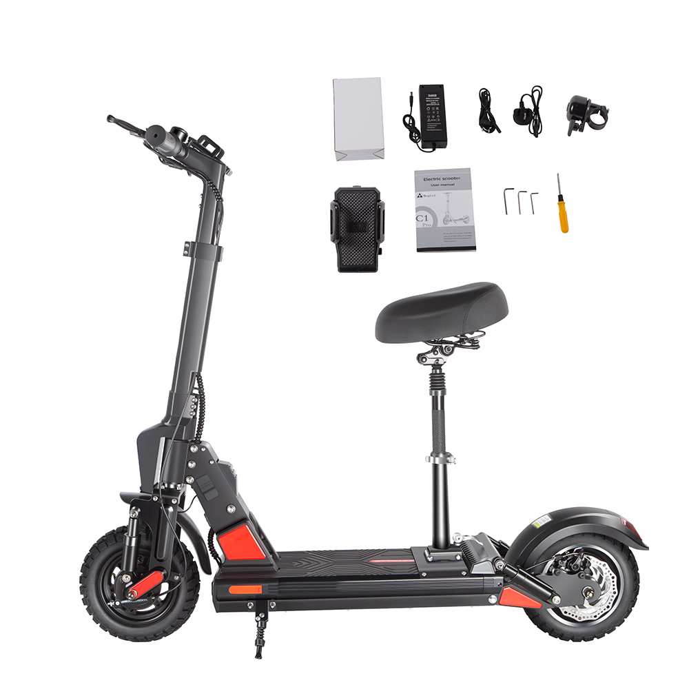 BOGIST C1 PRO Folding Electric Scooter 10" Tire 500W Motor 48V 13Ah Battery Smart BMS Disc Brake Max Speed 45KM/h LCD Display 40-45KM Long Range - Black