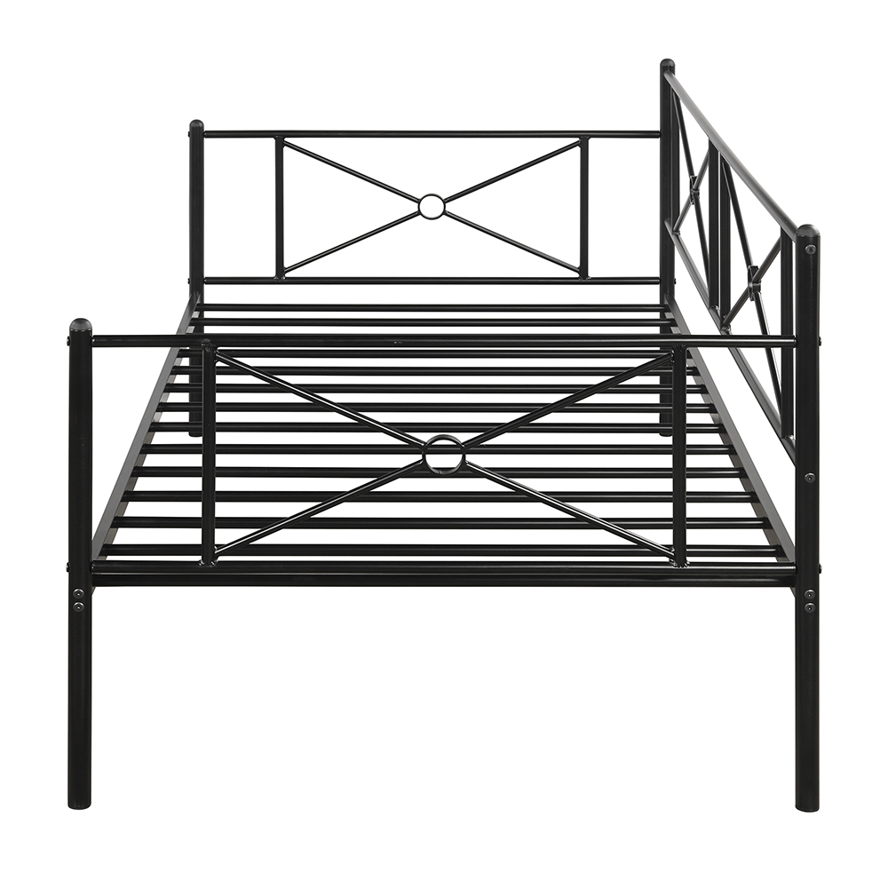 Twin Size Metal Sofa Bed Frame with Steel Slats for Living Room, Bedroom, Office, Apartment (Frame Only) - Black