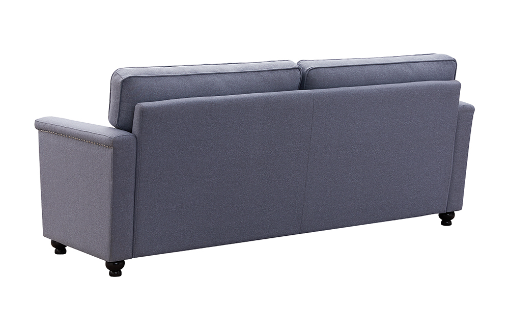 3-Seat Polyester Fabric Upholstered Sofa Set with Armrests and Backrest for Living Room, Bedroom, Office, Apartment - Gray