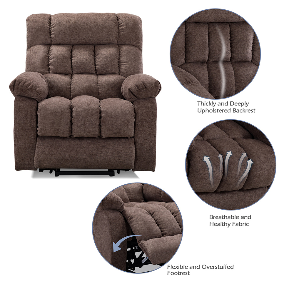 Electric Thermotherapy Massage Lift Recliner with Modern Padded Armrests and Backrest, for Living Room, Bedroom, Office, Apartment - Taupe