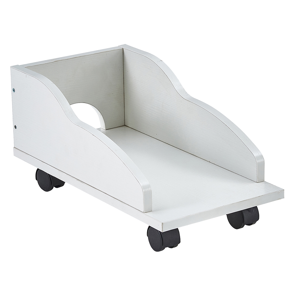 Home Office D&N Solid Wood Computer Desk with 2 Storage Drawers and CPU Tray - White