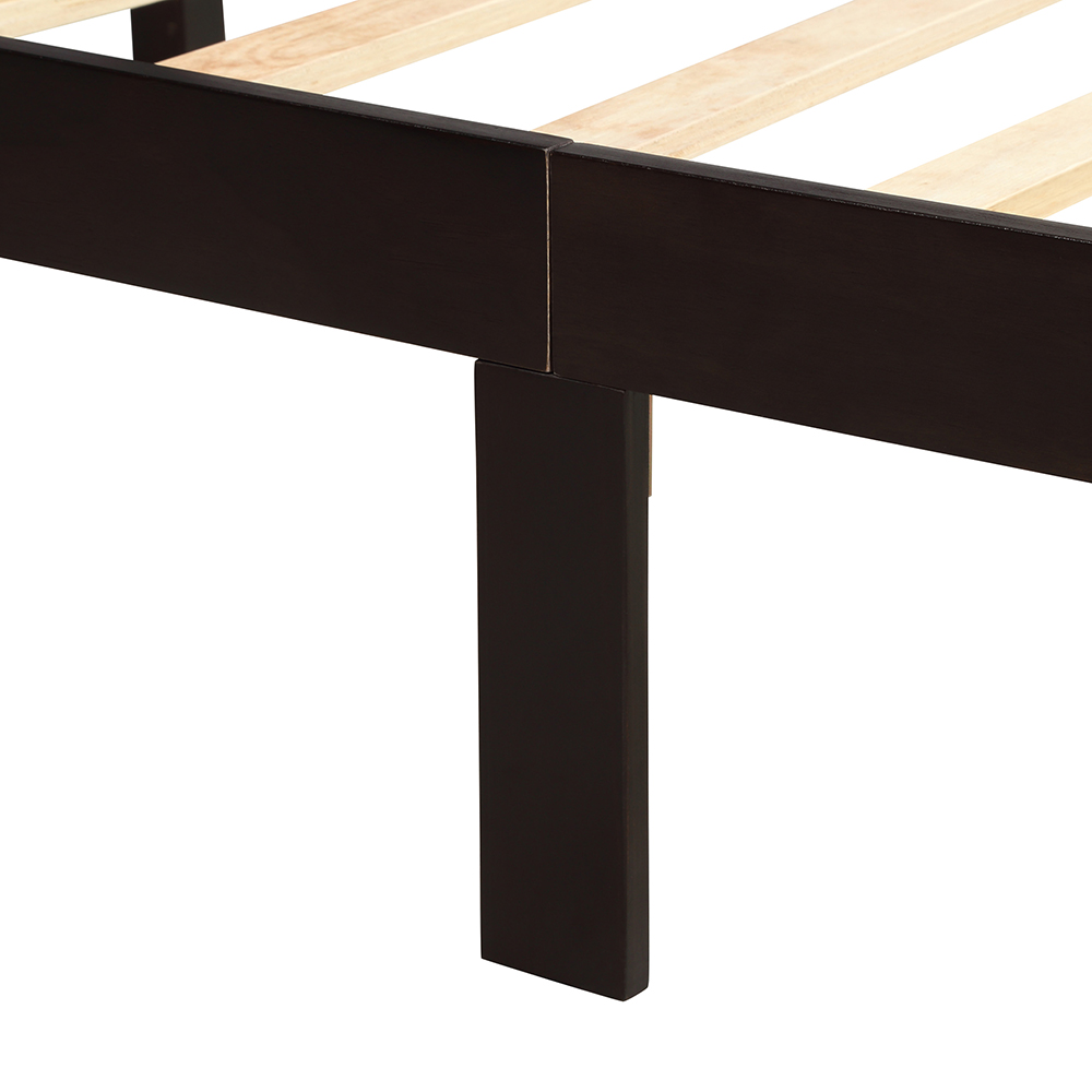 Queen Size Wooden Platform Bed Frame with Headboard, and Wooden Slats Support, No Spring Box Required (Frame Only) - Espresso