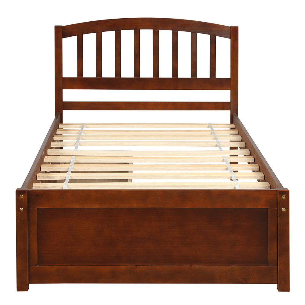Twin Size Wooden Platform Bed Frame with 2 Storage Drawers, and Wooden Slats Support, No Spring Box Required (Frame Only) - Walnut
