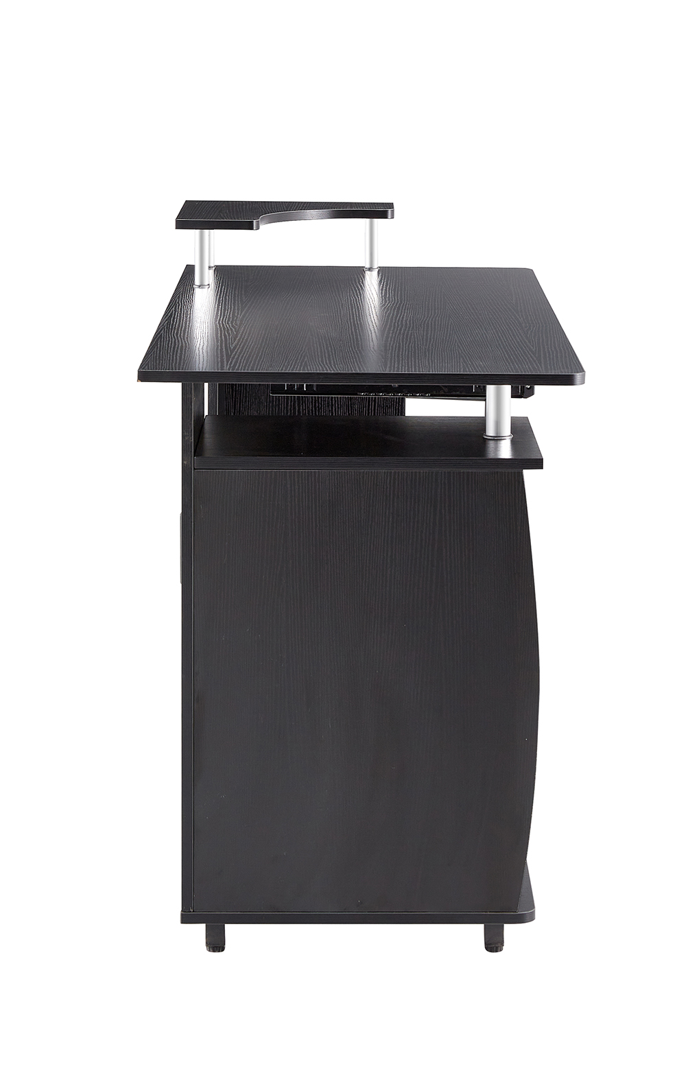 Home Office D&N Solid Wood Computer Desk with 2 Storage Drawers and CPU Tray - Black