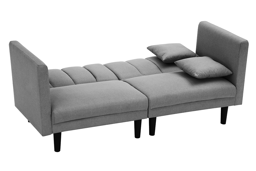 2Seat Linen Blend Fabric Upholstered Sofa Bed Grey