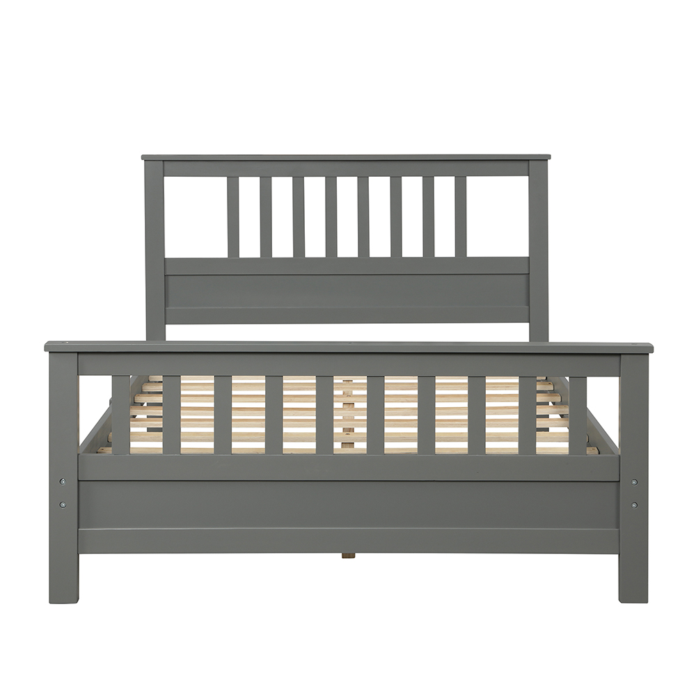 Full Size Wooden Platform Bed Frame With Headboard, Footboard, And Wooden Slats Support, No Spring Box Required (Frame Only) - Gray 11 Full Size Wooden Platform Bed Frame with Headboard, Footboard, and Wooden Slats Support, No Spring Box Required (Frame Only) - Gray