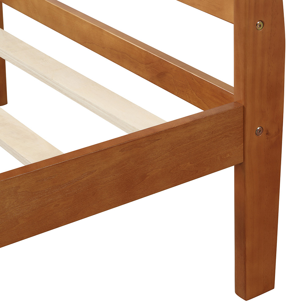 Twin-Size Wooden Platform Bed Frame with Headboard, Footboard, and Wooden Slats Support - Espresso