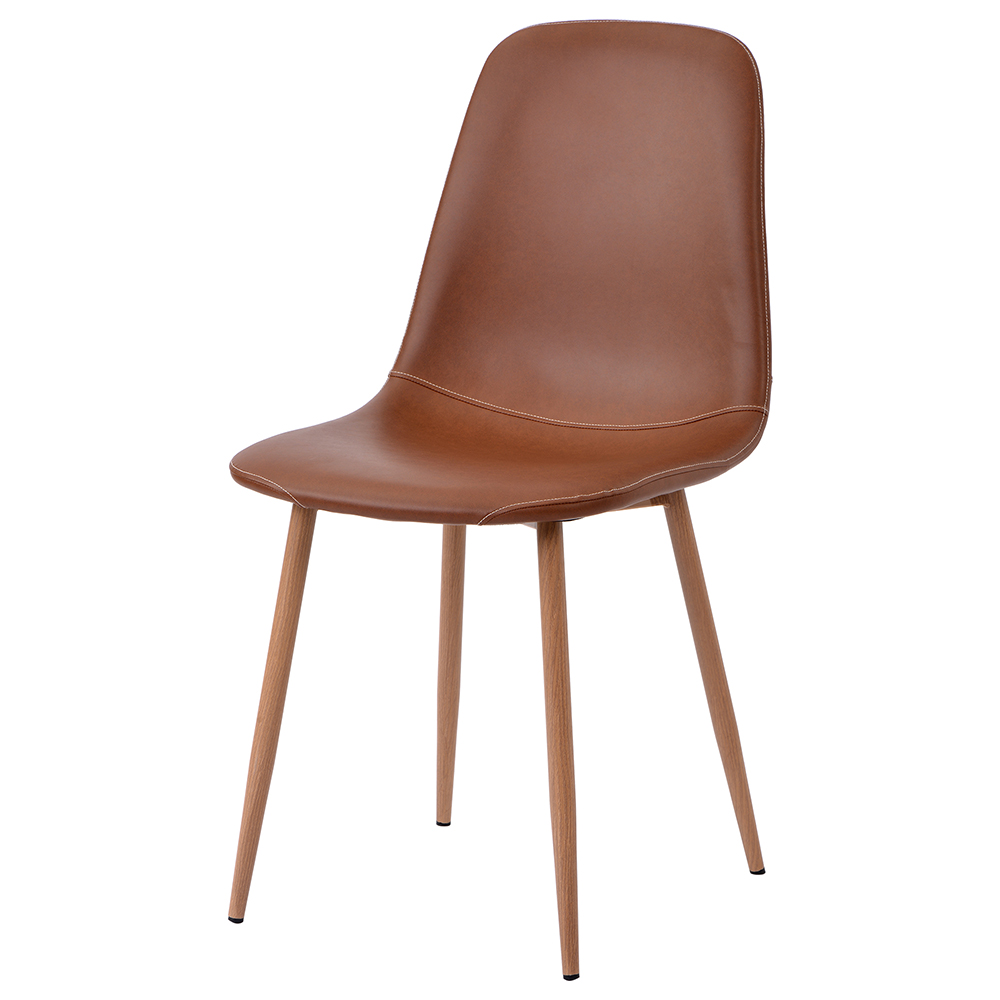 PU Leather Dining Chair Set of 4, with Backrest and Metal Feet, for Kitchen, Living Room, Bedroom, Office, Cafe - Dark Yellow