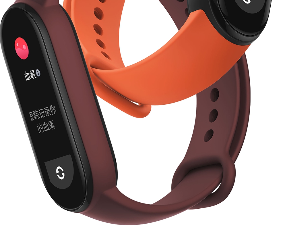 Xiaomi Mi Band 6 Smart Bracelet Heart Rate Oximetry Monitor 1.56 inch Screen Bluetooth 5.0 50 Meters Water Resistance 30 Sports Modes CN Version + Orange Replacement Strap