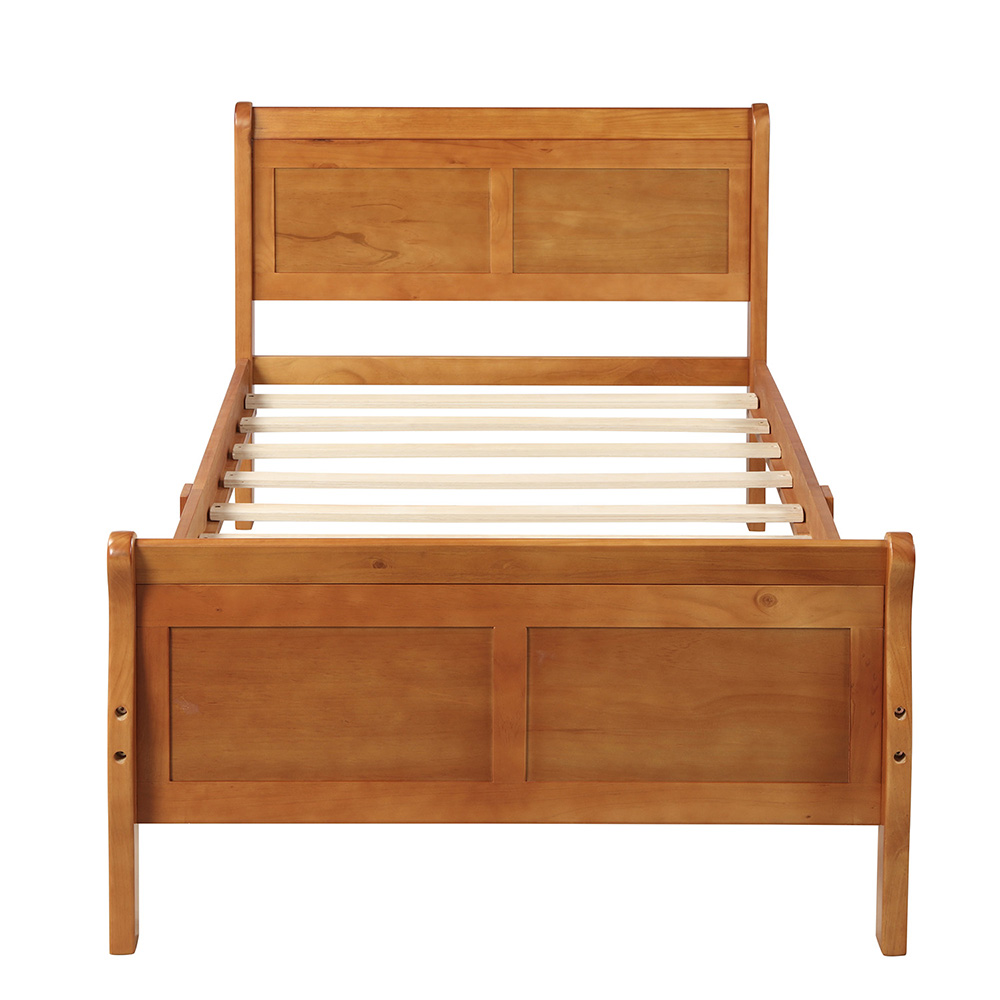 Twin-Size Wooden Platform Bed Frame with Headboard, Footboard, and Wooden Slats Support - Espresso