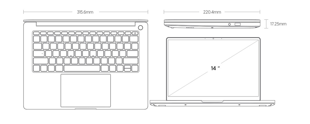 Xiaomi RedmiBook Pro 14 Laptop Intel Core i5-11300H 14 Inch 2560 x 1600  Screen 100% sRGB 16GB DDR4 512GB PCIe NVIDIA GeForce MX450 2GB GDDR5 WiFi 6 Band Type-C Thunderbolt HDMI - Silver