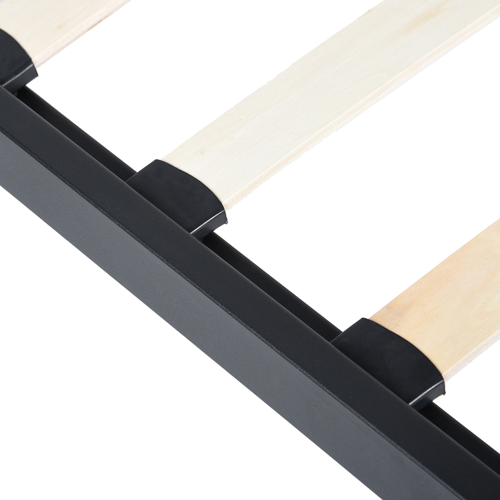 Queen Size Metal Platform Bed Frame with Headboard, Footboard, and Wooden Slats Support, No Spring Box Required (Frame Only) - Black