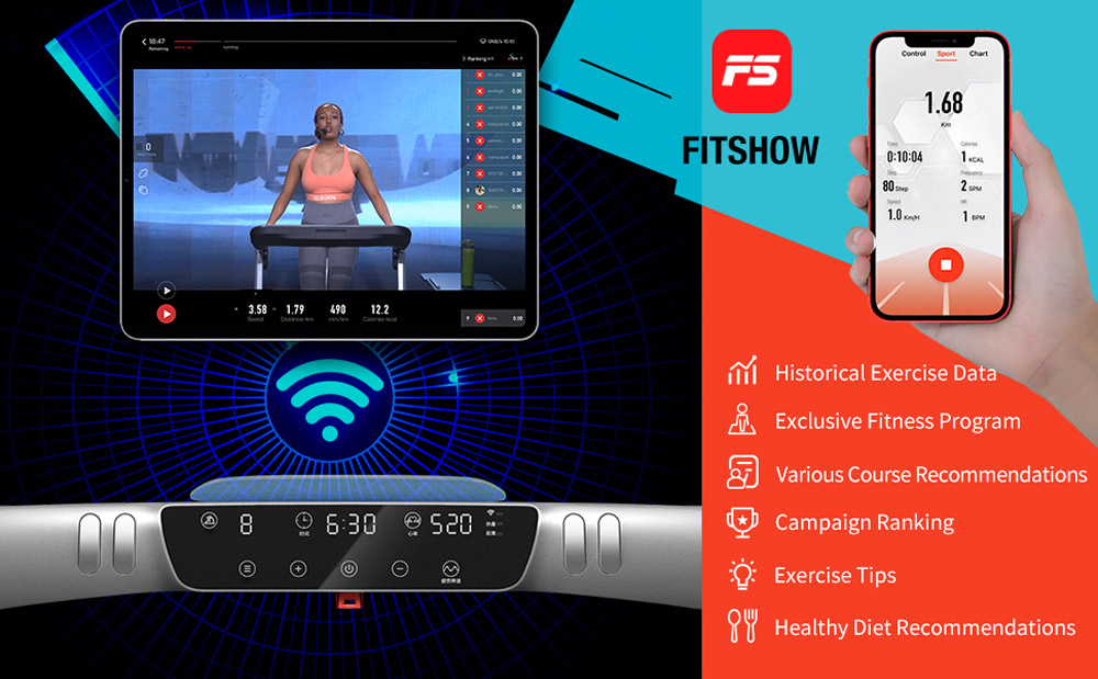 XQIAO OVICX Q2S Smart Folding Walking Running Machine Ultra-Thin Treadmill Gym Equipment With Smart Deceleration, APP KINOMAP & ZWIFT Video/Coach , LED Display From Xiaomi Youpin - EU Version