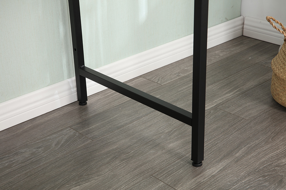 55" Home Office Computer Desk with Open Storage Shelves, Wooden Tabletop and Metal Frame - Gray