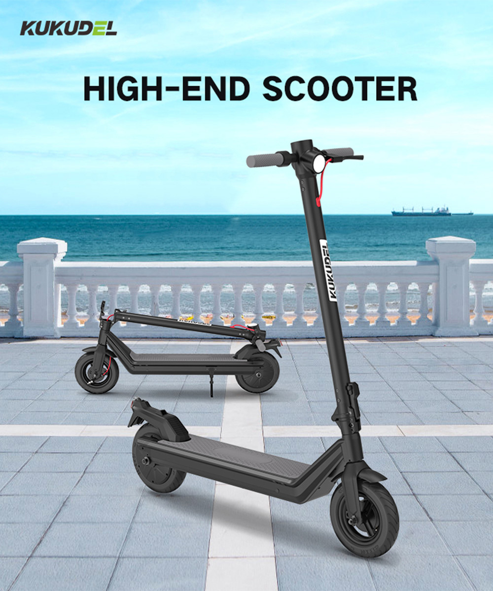 Kukudel 105 Folding Electric Scooter 10" Tire 500W Motor 36V 12.5Ah Battery Max Speed 25km/h LCD Display 32-39km Long Range Aluminium alloy body - Black