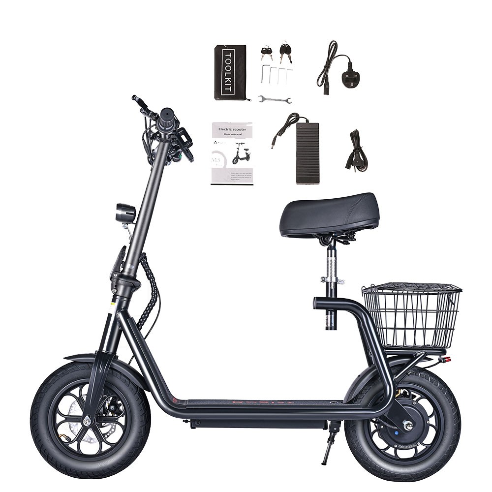 BOGIST M5 Pro 12 Inch Tire Foldable Electric Scooter with Seat and Cargo 
Carrier – 500W Motor & 11Ah 48V Battery