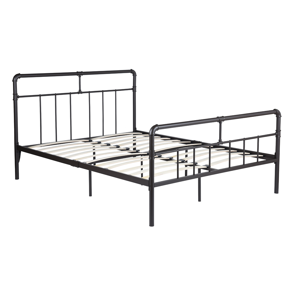 Full Size Metal Platform Bed Frame with Headboard, Footboard, and Wooden Slats Support, No Spring Box Required (Frame Only) - Black