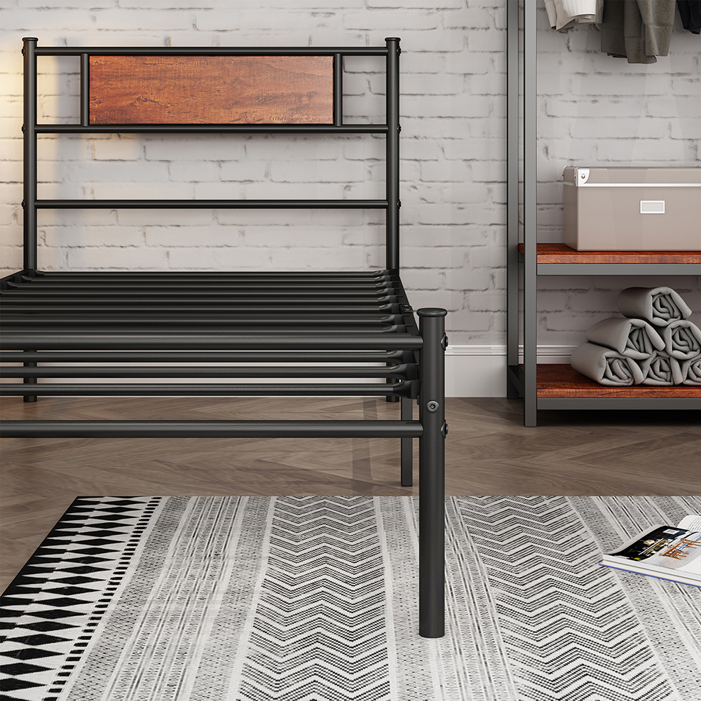 Twin Size Metal Platform Bed Frame with Headboard, and Metal Slats Support, Spring Box Required (Frame Only) - Black