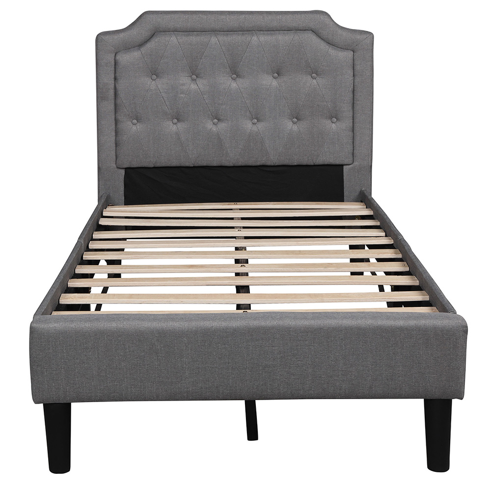 Twin Size Linen Upholstered Platform Bed Frame With Headboard, And Wooden Slats Support, No Spring Box Required (Frame Only) - Gray 10 Twin Size Linen Upholstered Platform Bed Frame with Headboard, and Wooden Slats Support, No Spring Box Required (Frame Only) - Gray
