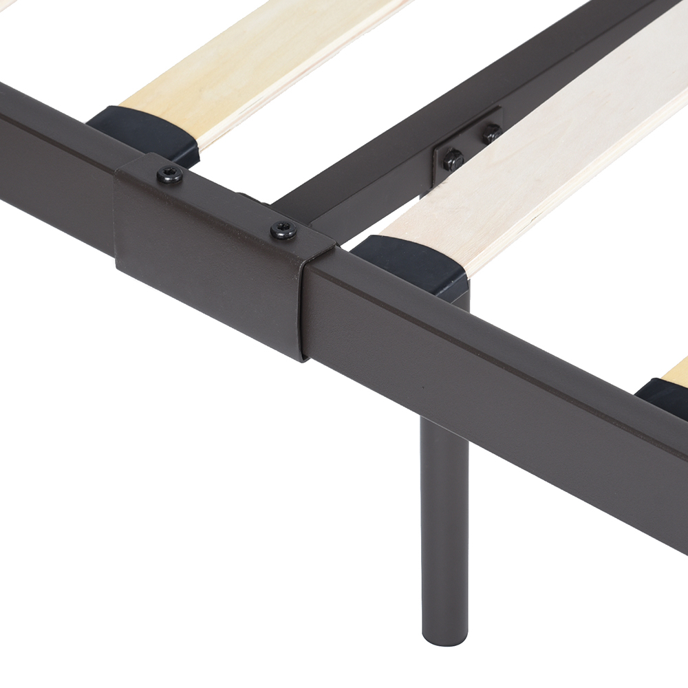 Full Size Metal Platform Bed Frame with Headboard, Footboard, and Wooden Slats Support, No Spring Box Required (Frame Only) - Black