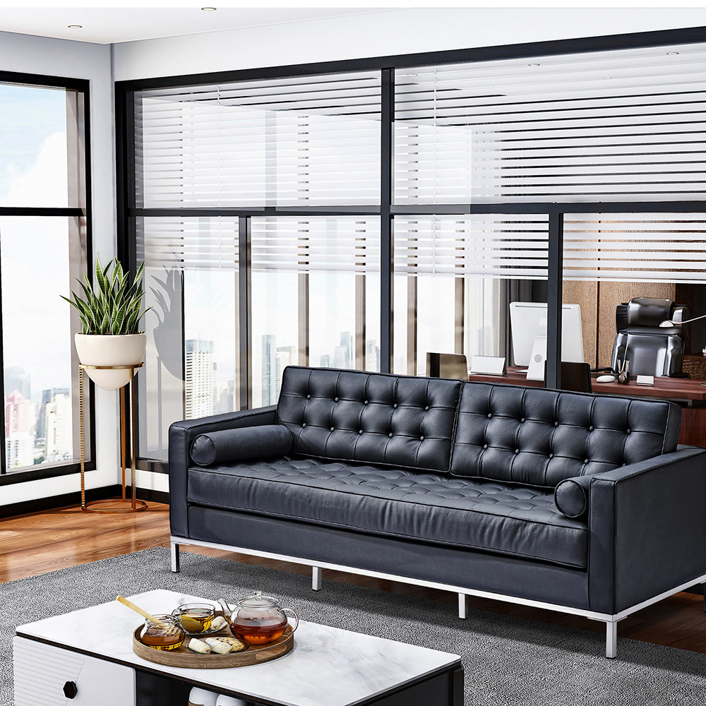 2-seat Velvet Sofa with Backrest and Armrests for Living Room, Bedroom, Office, Hotel, Bar - Black