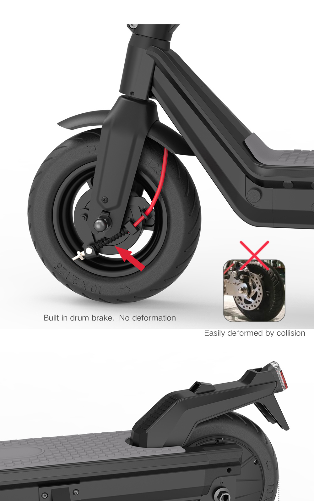 Kukudel 105 Folding Electric Scooter 10" Tire 500W Motor 36V 12.5Ah Battery Max Speed 25km/h LCD Display 32-39km Long Range Aluminium alloy body - Black