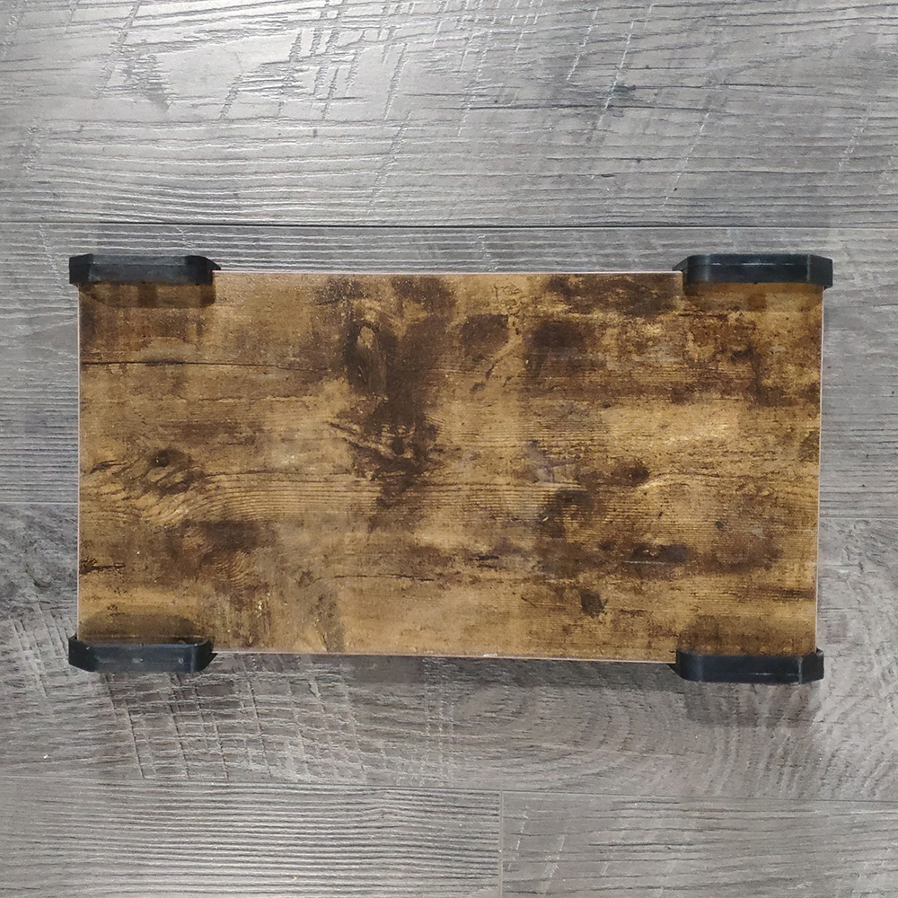 Home Office L-Shaped Computer Desk with Wooden Tabletop and Metal Frame - Brown