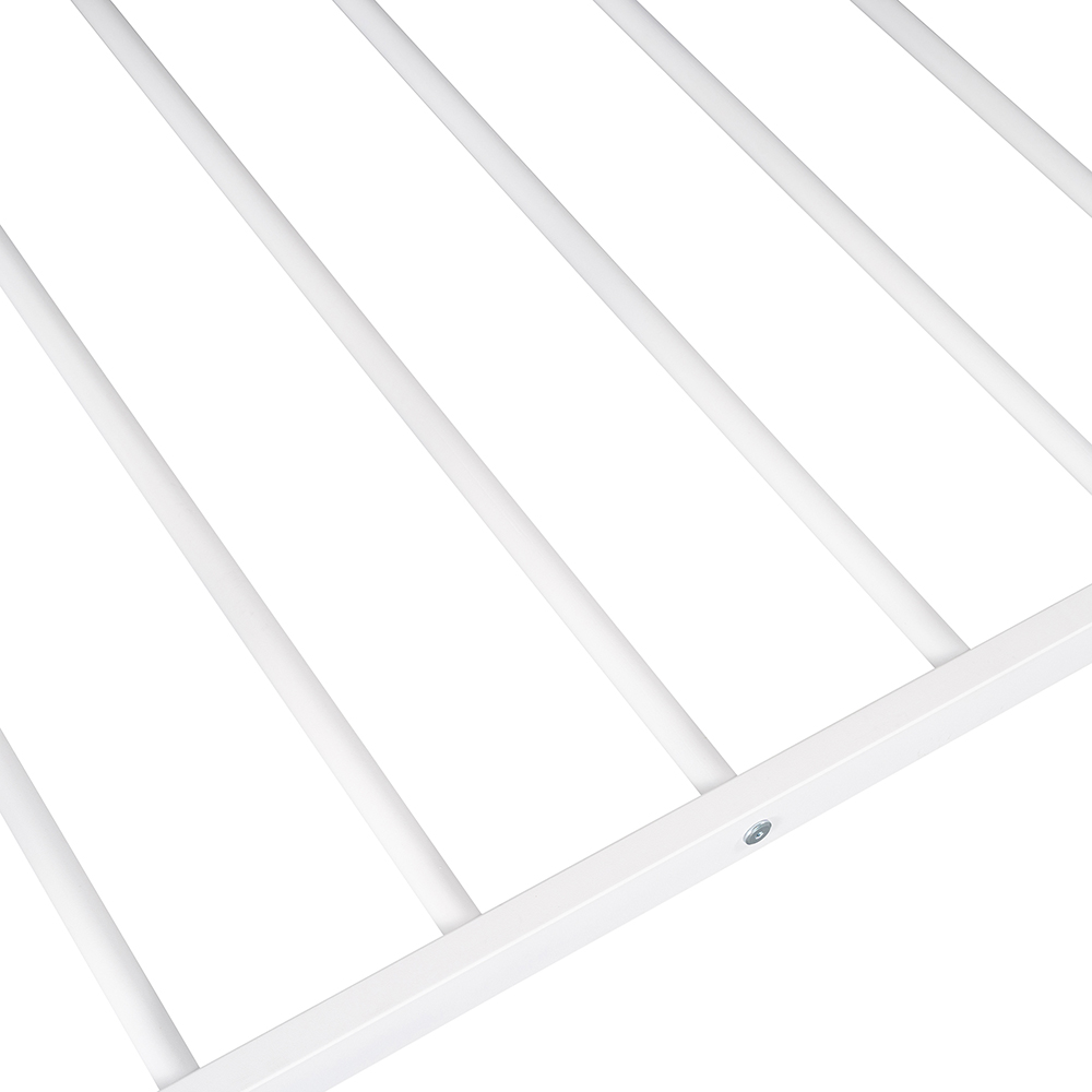 Twin-Over-Twin Size Bunk Bed Frame with Ladder, and Metal Slats Support, No Spring Box Required (Frame Only) - White