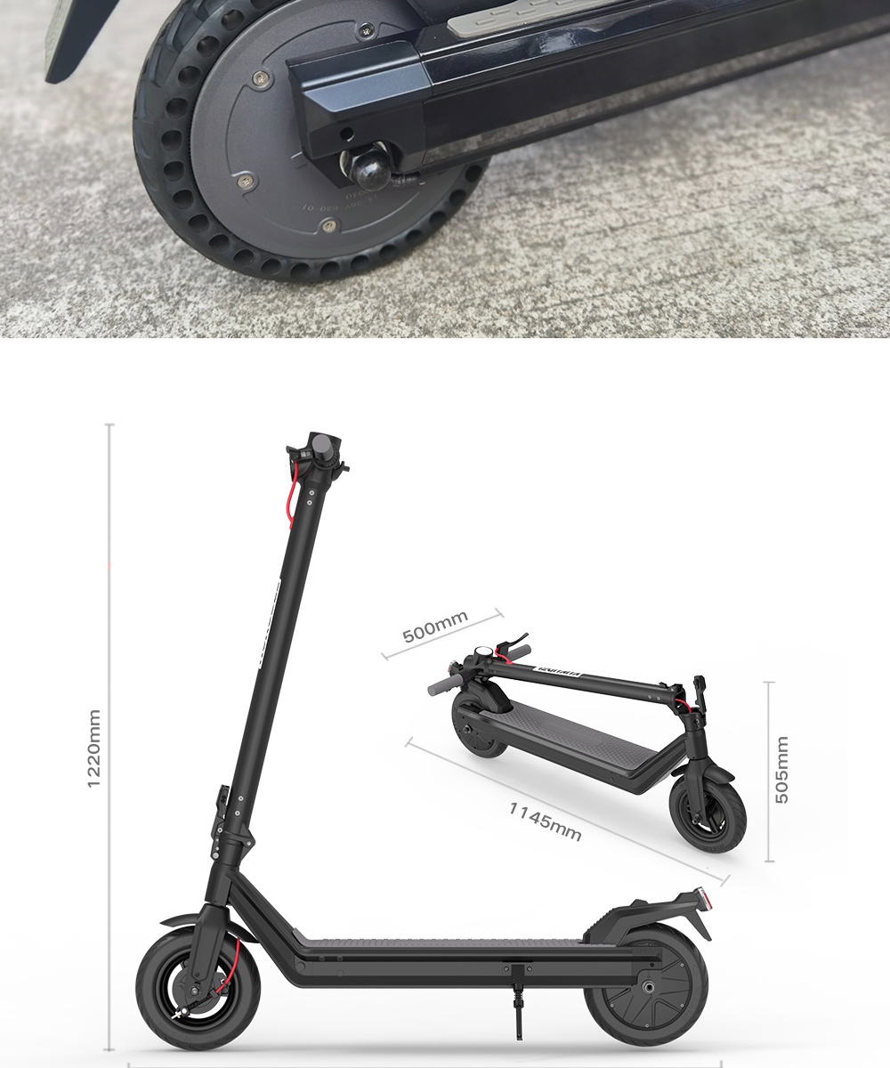 Kukudel 105 Folding Electric Scooter 10" Tire 500W Motor 36V 12.5Ah Battery Max Speed 25km/h LCD Display 32-39km Long Range Aluminium alloy body - Black