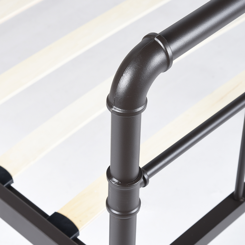 Full Size Metal Platform Bed Frame with Headboard, Footboard, and Wooden Slats Support, No Spring Box Required (Frame Only) - Black