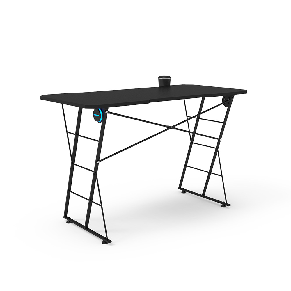 Home Office Computer Desk with Cup Holder, and Metal Frame, for Game Room, Office, Study Room - Black