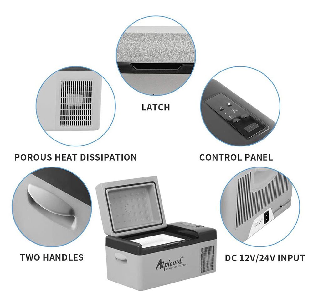 Alpicool C20 Portable Mini Réfrigérateur Compresseur Réfrigération Capacité 20L Panneau De Commande LCD Pour Véhicule, Voiture, Camion, RV, Bateau - Noir