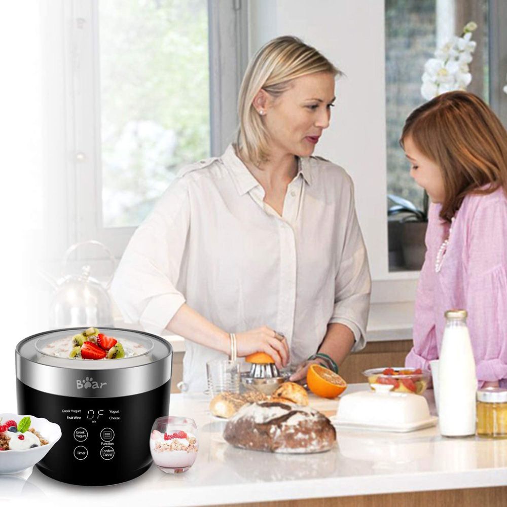 Bear MultiFunction Yogurt Maker Stainless Steel Inner Pot Black