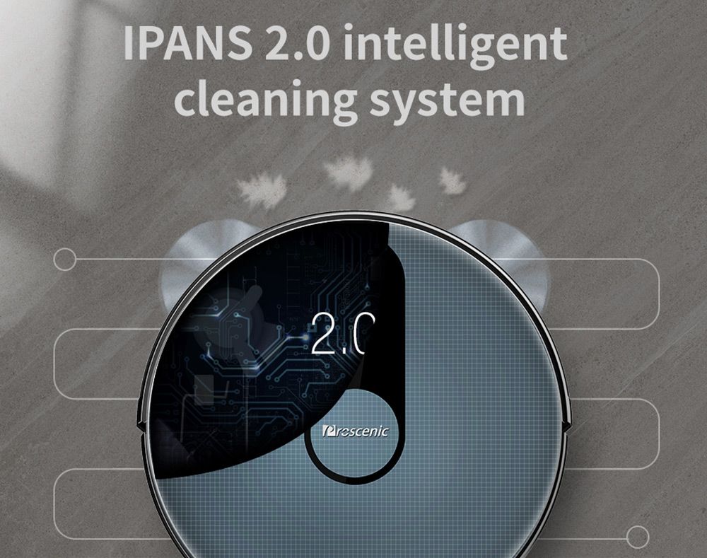 Proscenic 820S Robot Vacuum Cleaner 1800Pa Powerful Suction 3 Modes Auto Boost 600ml Dust Box WiFi Connectivity Alexa Control for Pet Hair, Dust and Fine Dust - Black