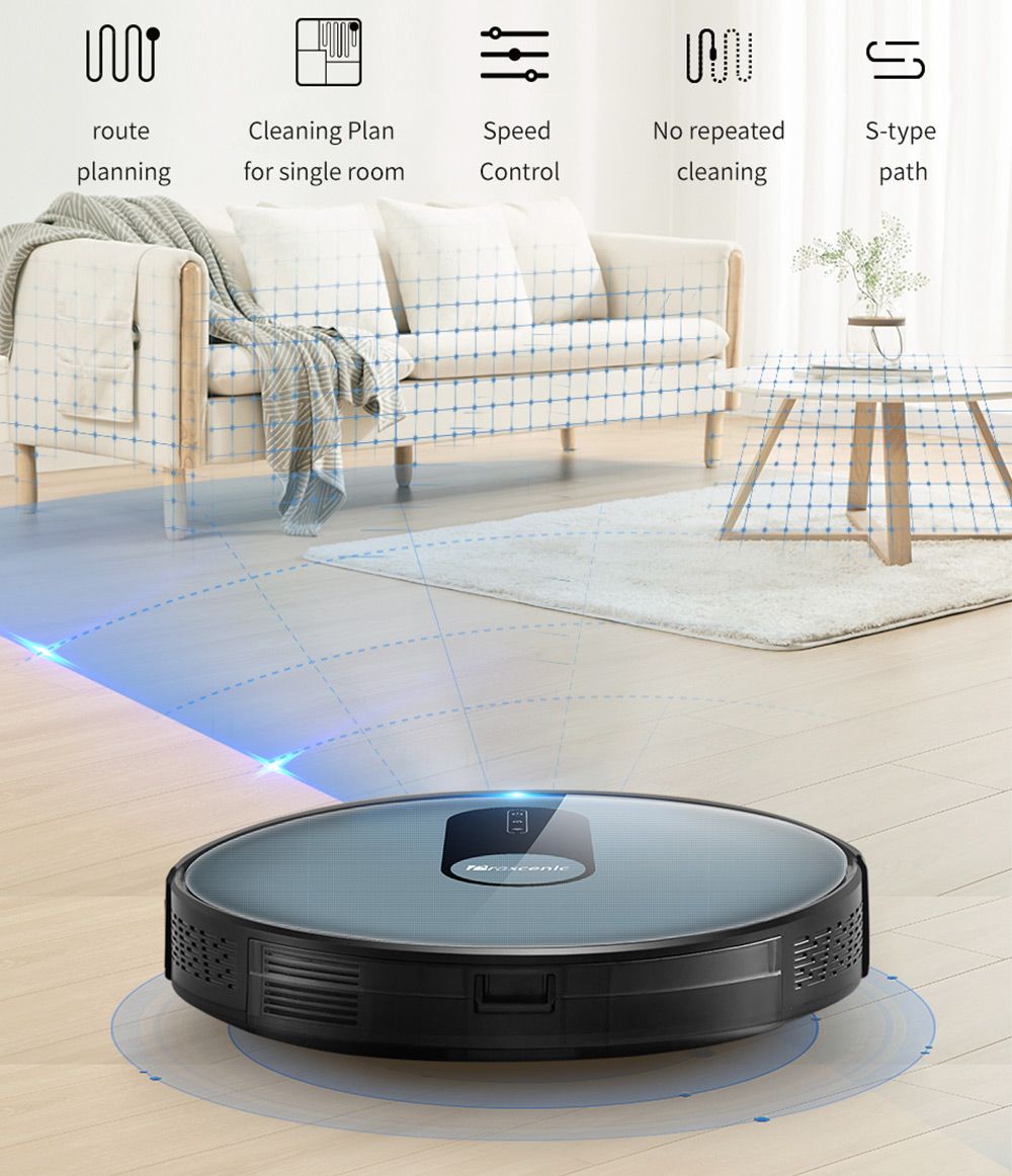 Proscenic 820s Robot Vacuum Cleaner 1800pa Powerful Suction Black