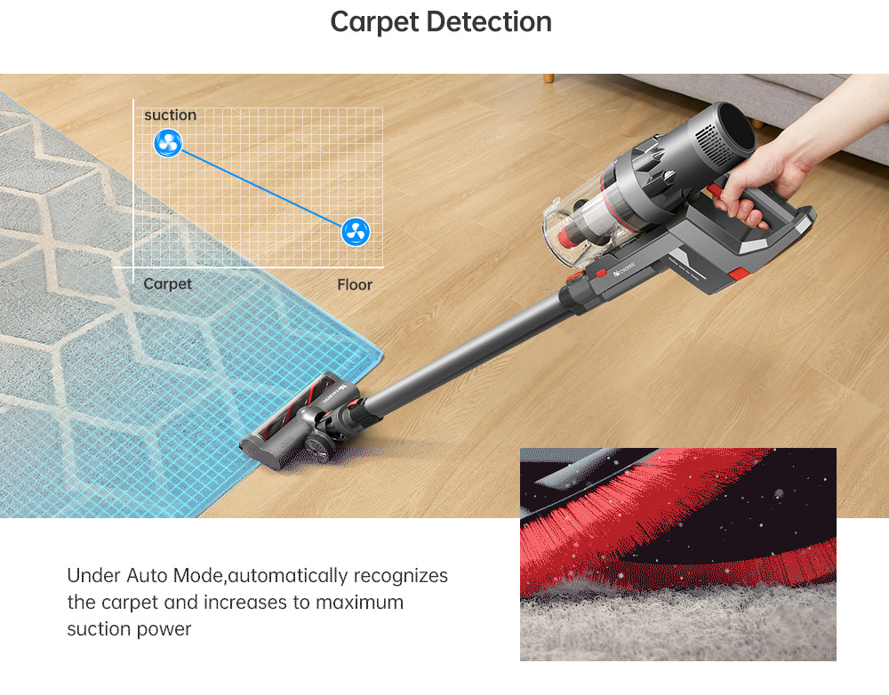 Proscenic P11 Combo Handheld Cordless Vacuum Cleaner 25000pa 450W 2 in 1 Vacuuming Mopping ,Touch Screen, Removable & Rechargeable 2500mAh Battery, Lightweight Vacuum for Hard Floor, Carpet, Pet Hair - Gray