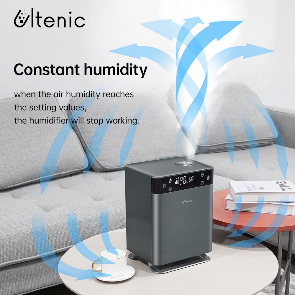 Proscenic Ultenic H8 Smart Humidifier 3 Modes 4.3L Capacity Water Tank Maximum 350ml/h Fog Output, Remote Control, APP or Alexa and Google Home Voice Control - Silver Gray