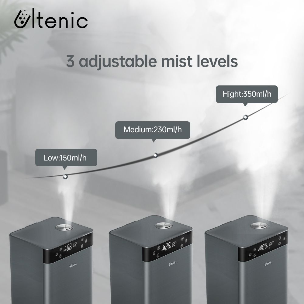 Proscenic Ultenic H8 Smart Humidifier 3 Modes 4.3L Capacity Water Tank Maximum 350ml/h Fog Output, Remote Control, APP or Alexa and Google Home Voice Control - Silver Gray