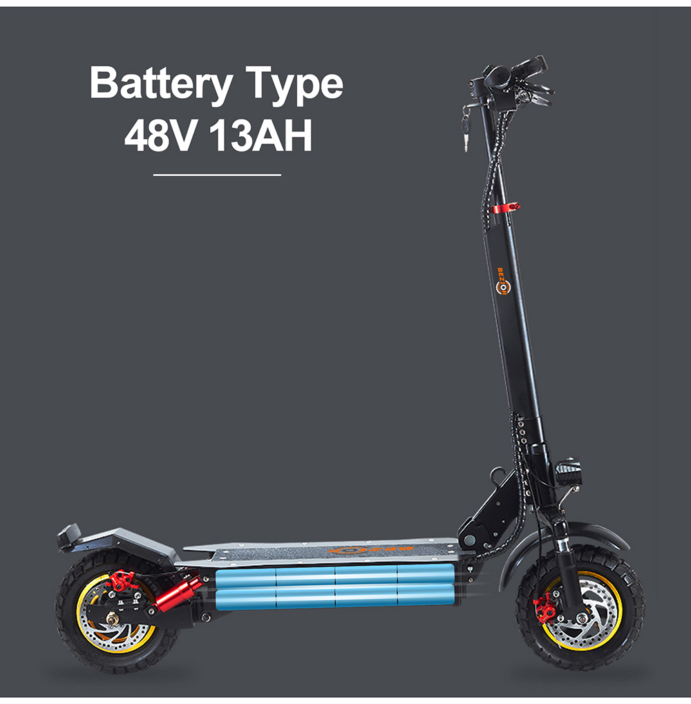 BEZIOR S1 Off-Road Electric Scooter 13Ah Battery 1000W Motor up to 50KM Travel mileage 10 inch Wheel 45Km/h Disk Brake aluminum alloy Body - Black