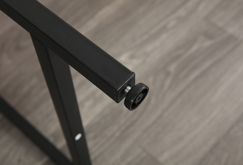 55" Home Office Computer Desk with Open Storage Shelves, Wooden Tabletop and Metal Frame - Gray